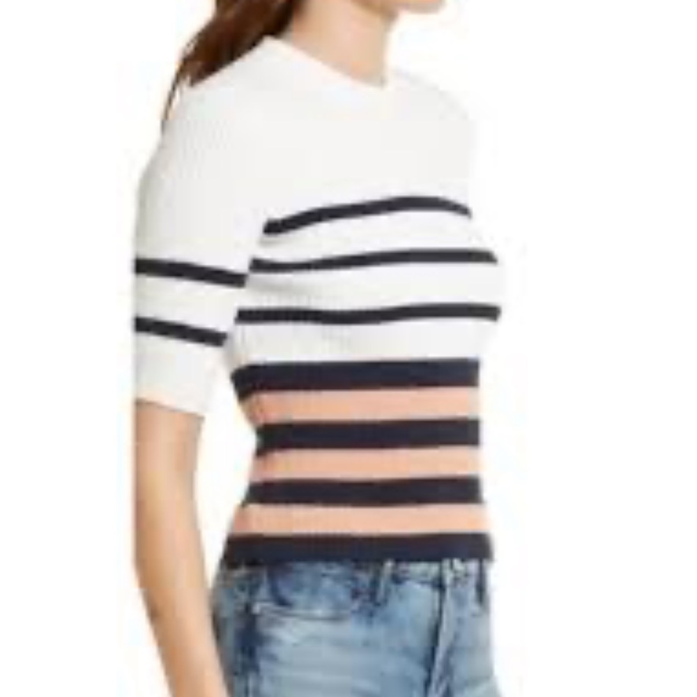 Frame Short Sleeve Ribbed Sweater Size Medium